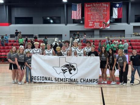 The Water Valley Wildcats celebrate after their regional semifinal win over Hamlin on Tuesday, March 3, 2026.