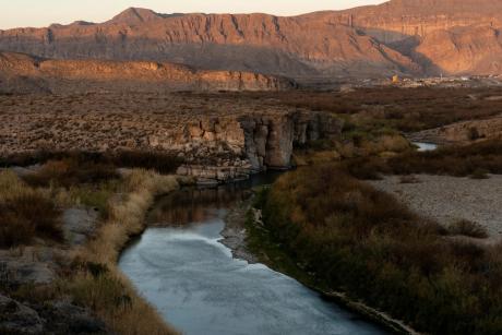 The sun sets over the Rio Grande in Big Bend National Park on Feb. 22, 2025.