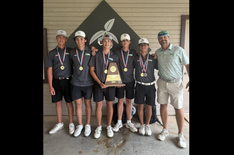 The Wall boys golf team of Maxwell Wymore, Stratten Abel, Kasen Hudson, Cannon Willard and Cash Yocham will look to defend the program's state title April 27-28 in Austin.
