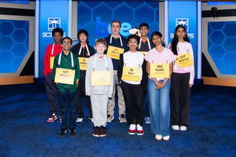 The nine finalists at the 2026 Scripps National Spelling Bee are Shrey Parikh, 14; Sarv Dharavane, 12; Ishaan Gupta, 12; Kushi Gottimukkala, 13; Oliver Halkett, 14; Aiden Meng, 13; Logan Bailey, 12; Avishka Dudala, 13; and Zwe Spacetime, 14.