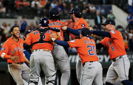 Houston Astros after throwing a no-hitter against the Texas Rangers 2026