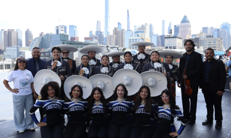 The Lake View Mariachi & Lake View High School Chiefettes Dance Team at the USS Intrepid