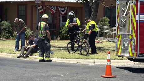 A man crashed his bicycle into a moving vehicle Monday afternoon after running a stop sign.