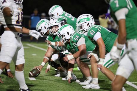 The Wall Hawks' offensive line prepares to block against Ozona on Friday, Sept. 18, 2026.