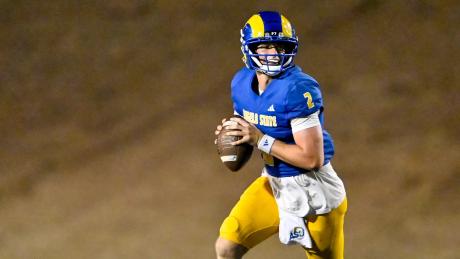 Angelo State quarterback Ayden Arp prepares to throw a pass during the 2026 season.