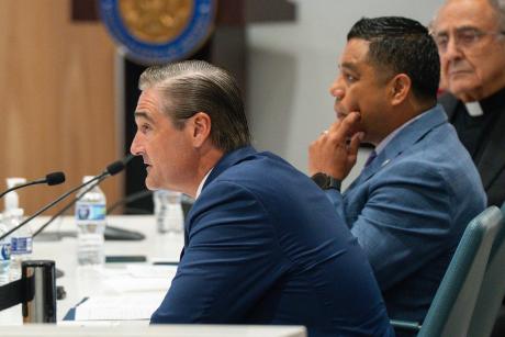 Harris Co. District Attorney Sean Teare speaks during an oversight hearing about the July 7 fatal shooting of Lorenzo Salgado Araujo, in Houston on July 24, 2026.