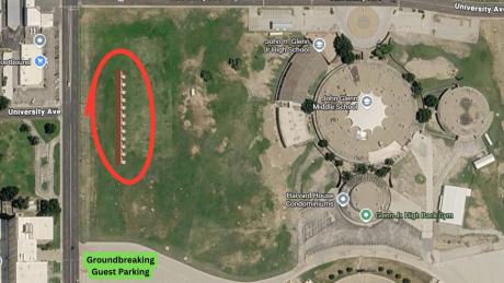 The Oct 13, 2026 groundbreaking ceremony for the all-new Glenn Middle School will be held on the west side of the old "space age" flying saucer-shaped Glenn building.