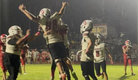 Sonora's Evan Arredondo celebrates after a touchdown against Christoval on Friday, Oct. 2, 2026.