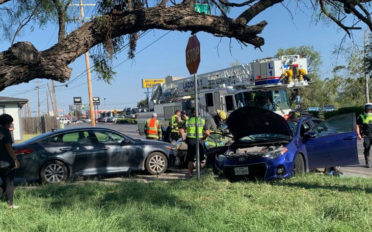 A three vehicle crash sent one driver to the hospital Monday afternoon, Oct. 5, 2020