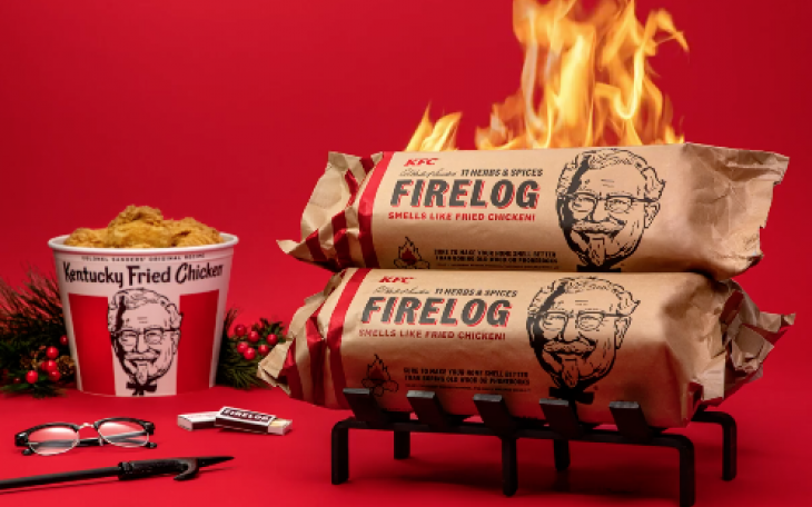 KFC fried chicken-scented 11 Herbs &amp; Spices Firelog
