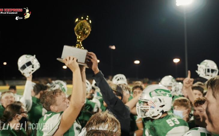 The Wall Hawks celebrate after beating Boyd 2014 in overtime on Thursday, November 12, 2020.