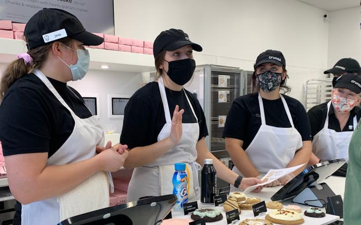 Crumble Cookie Employees on Opening Day