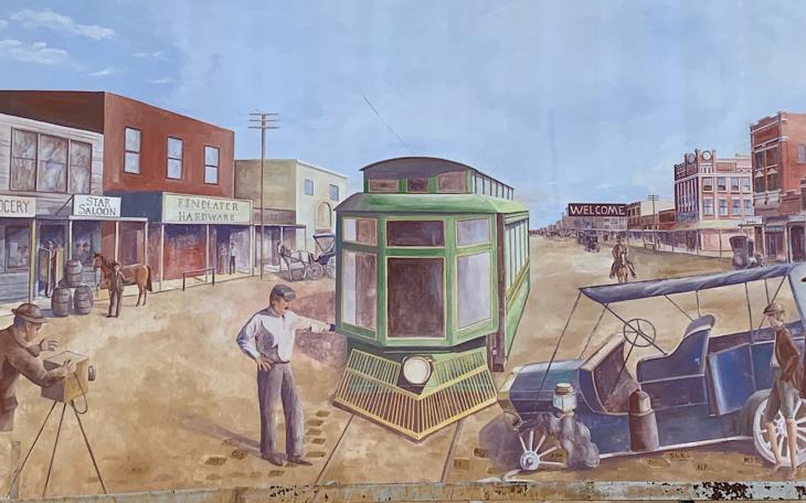 Mural of Trolley in Downtown San Angelo