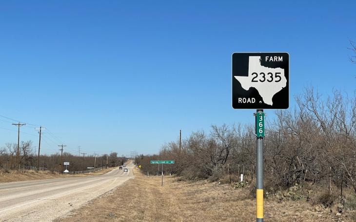The stretch of highway along FM 2335 near the hunting cabin inside where a man was shot and killed NYE.