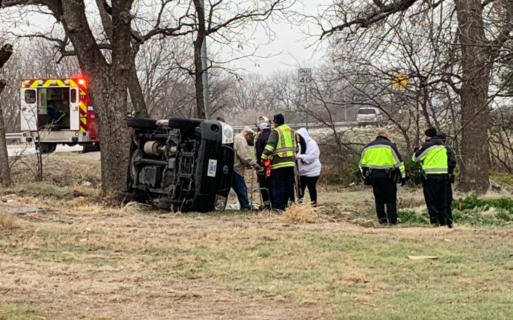 Roll-over Crash on Ave. L (LIVE! Photo/Matt Trammell)