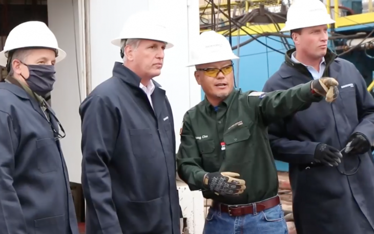 August Pfluger and Crew Touring Oil Rig in Midland