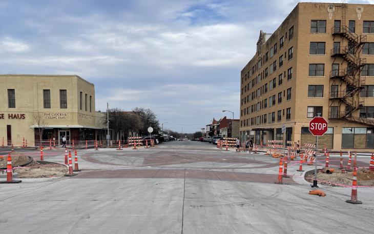 Downtown, looking east down Concho Ave across Chadbourne St.