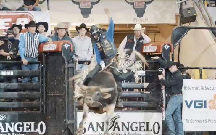 Sage Steele Kimzey at the 2021 San Angelo Rodeo's 8th performance. He scored an 88, tied for 3rd place.