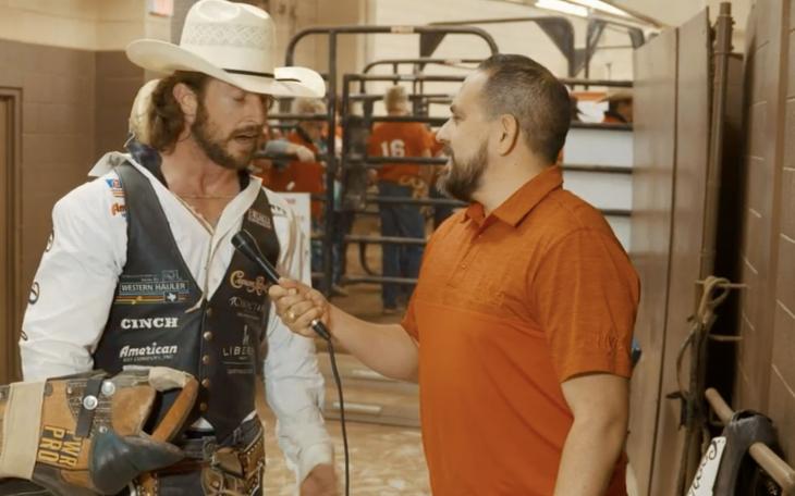Tilden Hooper with Manny Diaz after 3rd performance of 2021 San Angelo Rodeo