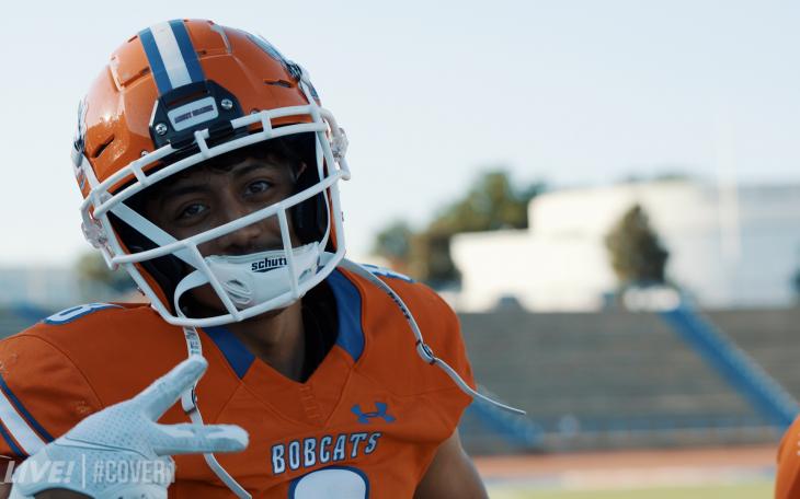 junior wide receiver Adam Robles celebrates on the sideline following a SA Central touchdown.