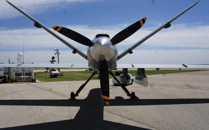 The rear-mounted turboprop engine of the MQ-9 UAS.
