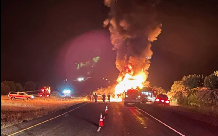 18-Wheeler Catches Fire in Sutton County