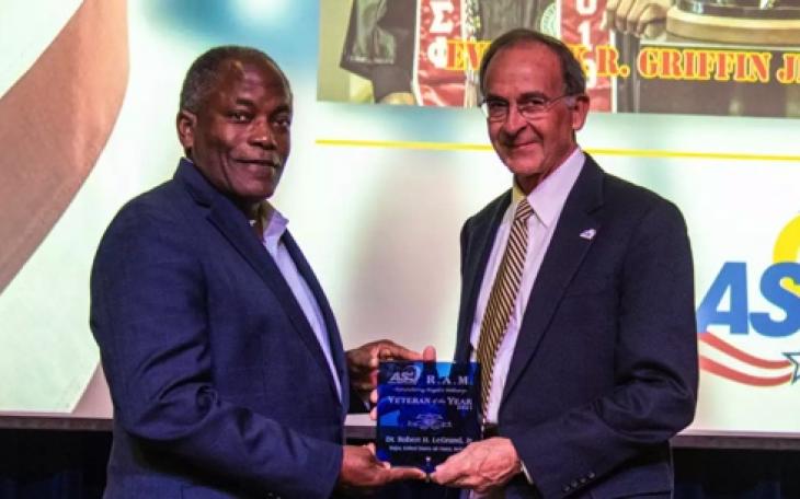 ASU President Ronnie Hawkins Jr. and Dr. Robert LeGrand, ASU’s 2021 R.A.M. Veteran of the Year (Contributed/ASU)
