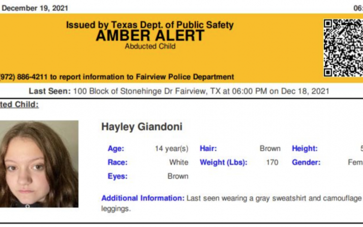 Haley Giandoni Amber Alert (Contributed/DPS)