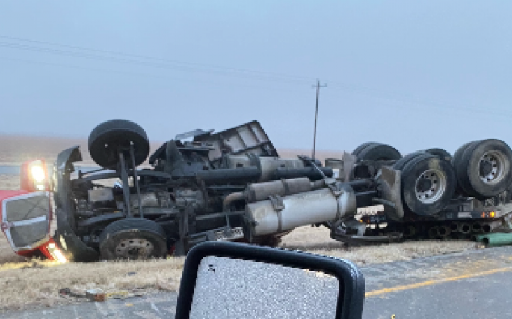 Black Ice Big Rig Crash Near Wall (Contributed/LIVE! reader)