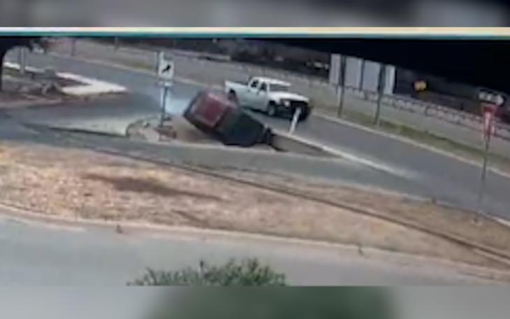 Rollover Crash Caught On Camera In Front Of Concho Educators Federal Credit Union