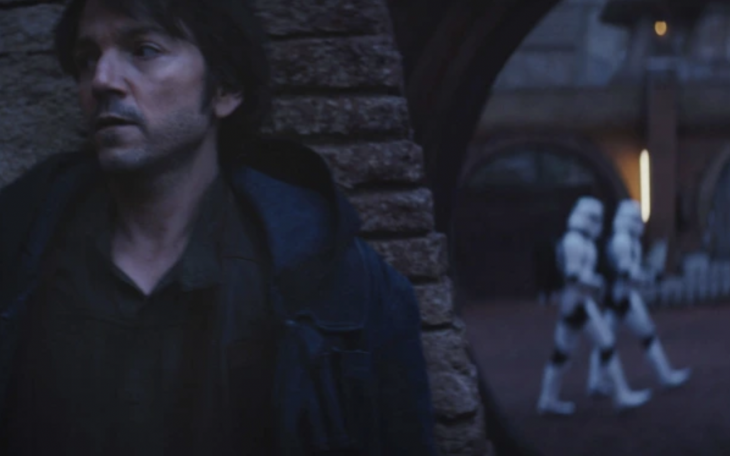 Cassian Andor and Stormtroopers