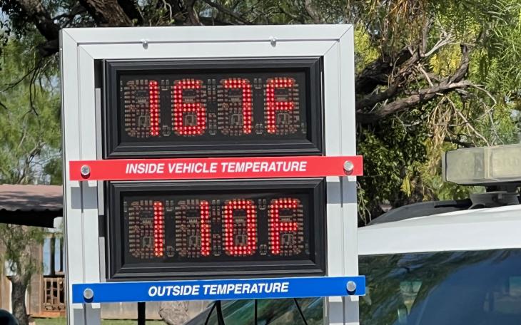 TxDOT Dangerous Vehicle Temp Display (LIVE! Photo/Yantis Green)