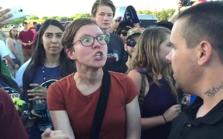 A screenshot from a 2016 YouTube video that is the foundation of thousands of memes about triggered progressives