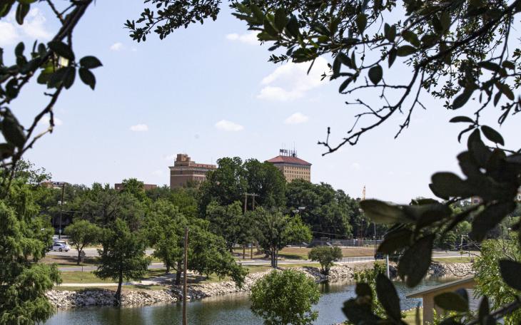 The Concho River and downtown San Angelo