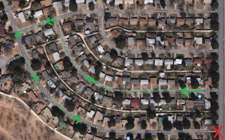 A&amp;M Ave. Closure Detour Route (Contributed/COSA)