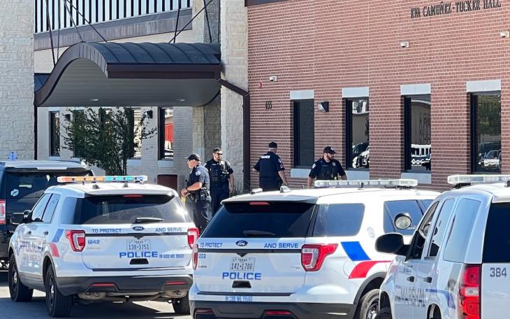 Police surround Central High School on September 30, 2022