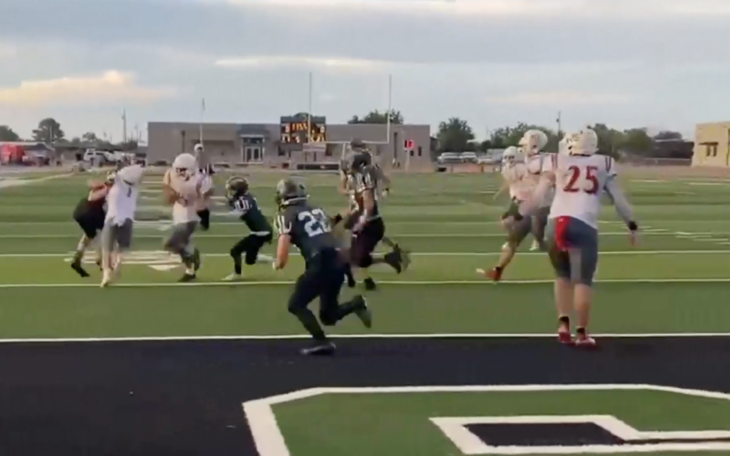 Christoval's Manuel Riojas runs in a touchdown against the Grape Creek Eagles.