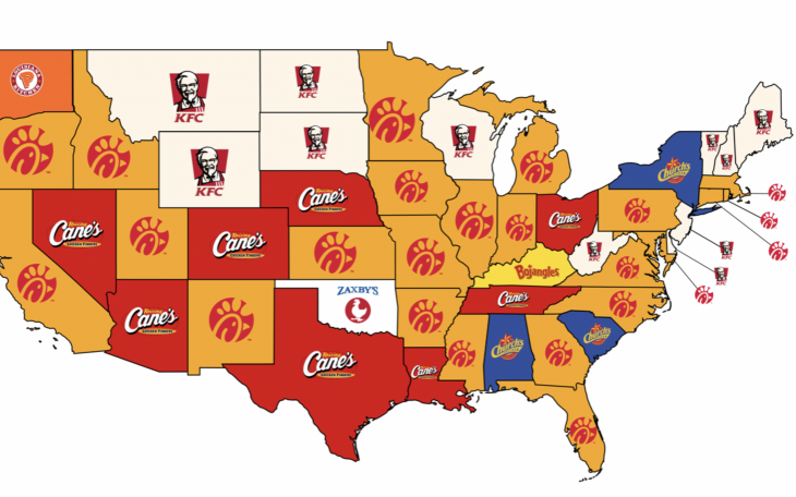 National Fried Chicken Sandwich Day Map