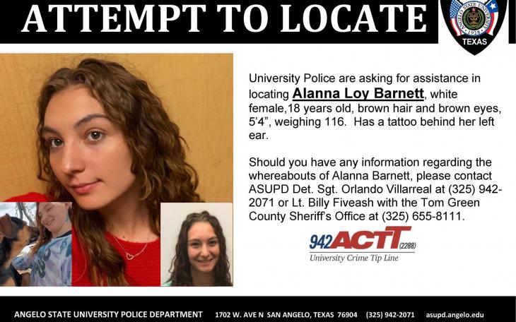 ASU Police Searching for Alanna Barnett (Courtesy/ASU Police)