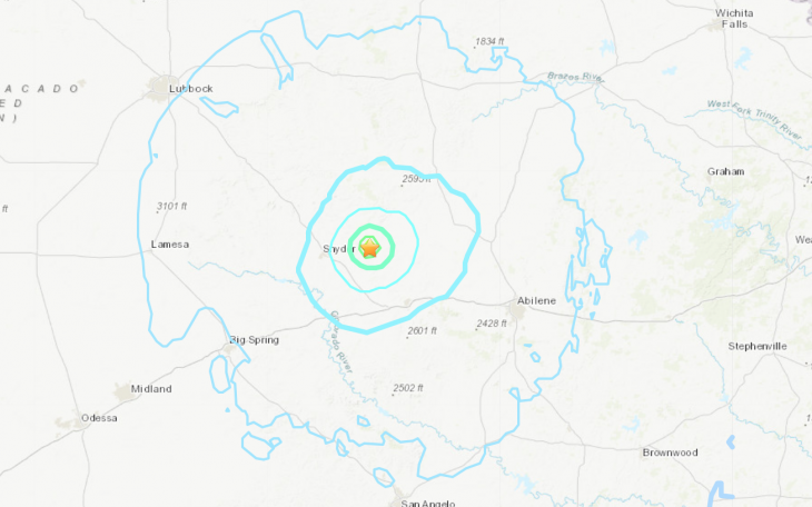 Earthquake Snyder 4.3 2.16.23 (Courtesy/USGS)