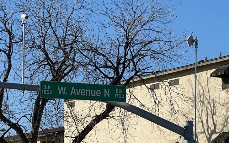 Traffic sensors on the traffic lights at the intersection of W. Avenue N and S. Jackson St. close up.