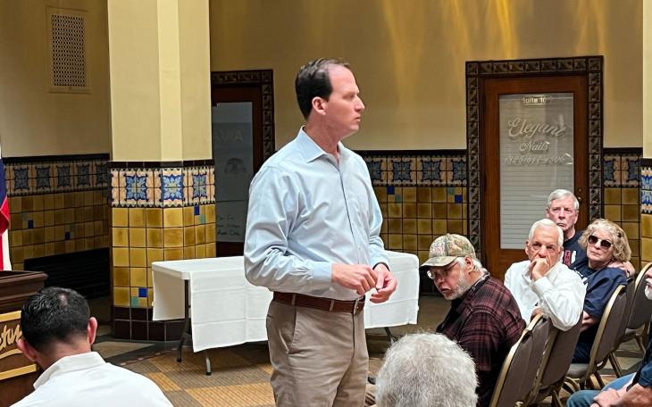 Congressman August Pfluger at a town hall at the Cactus Hotel on April 3, 2023.