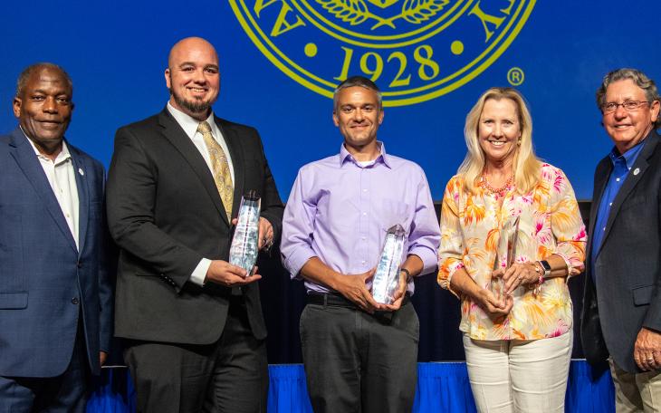 (L-R) ASU President Ronnie Hawkins Jr., Dr. Drew Curtis, Dr. Nicholas Negovetich, Dr. Gayle Randall, ASU Provost Don Topliff: