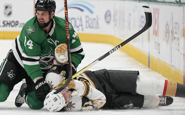 Stars Jamie Benn and Golden Knights Mark Stone