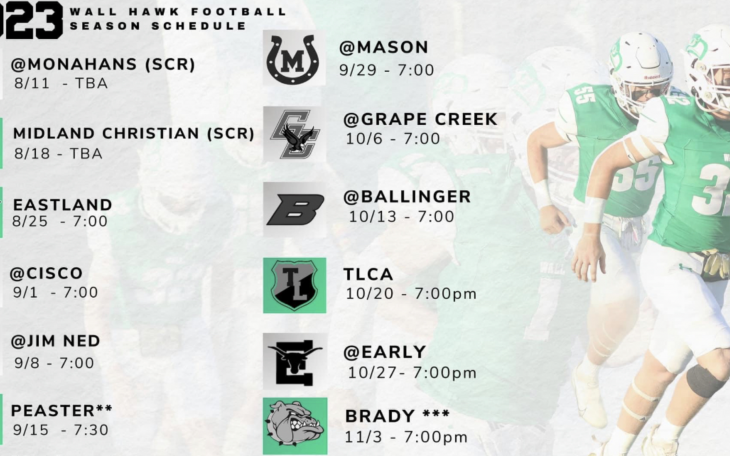 2023 Wall Hawk Football Schedule