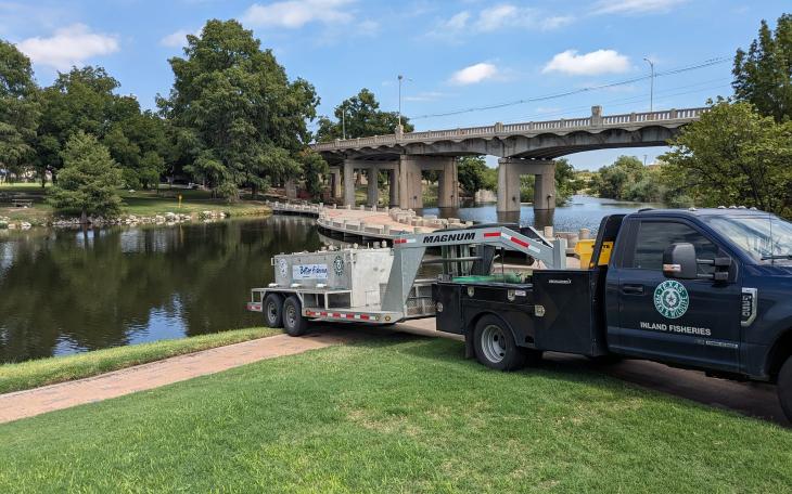 TPWD Inland Fisheries Stocking Catfish in the Concho 9.15.23 (Courtesy Inland Fisheries)