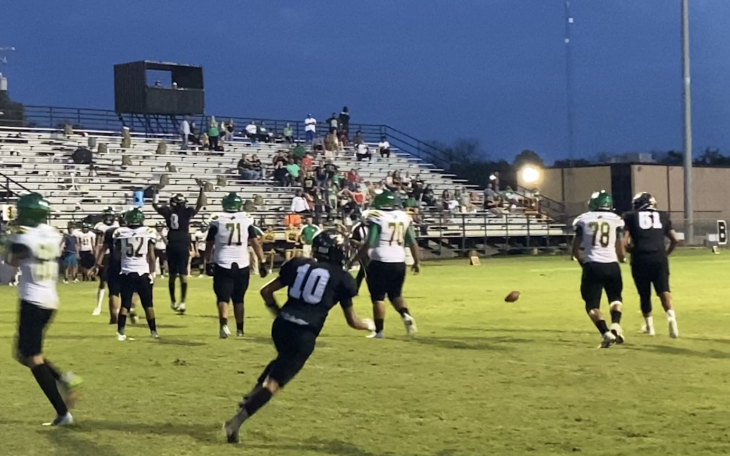 Brady's Johnny Menefield knocks the ball down on the goal line.