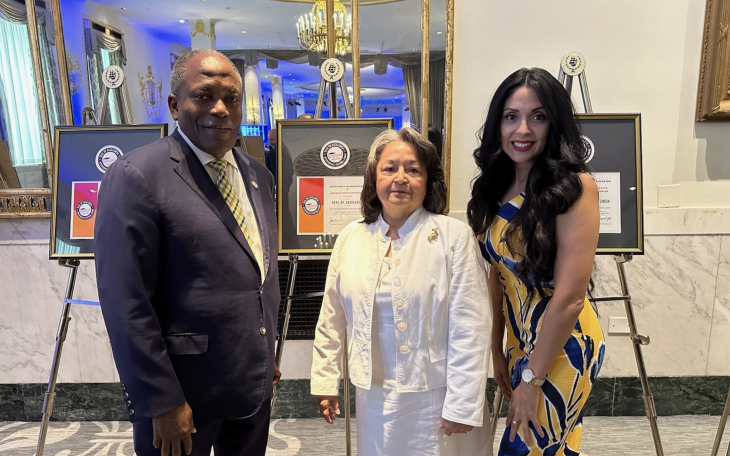 ASU President Ronnie D. Hawkins Jr., Maria Hawkins, and Dr. Flor Leos, ASU Institutional Officer for Multicultural &amp; Community Engagement and Success Initiatives, at the Seal of Excelencia Presentation in Washington D.C.