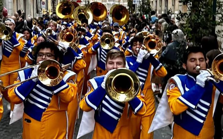 The Angelo State University Ram Band in Rome, Italy on Jan. 1, 2024