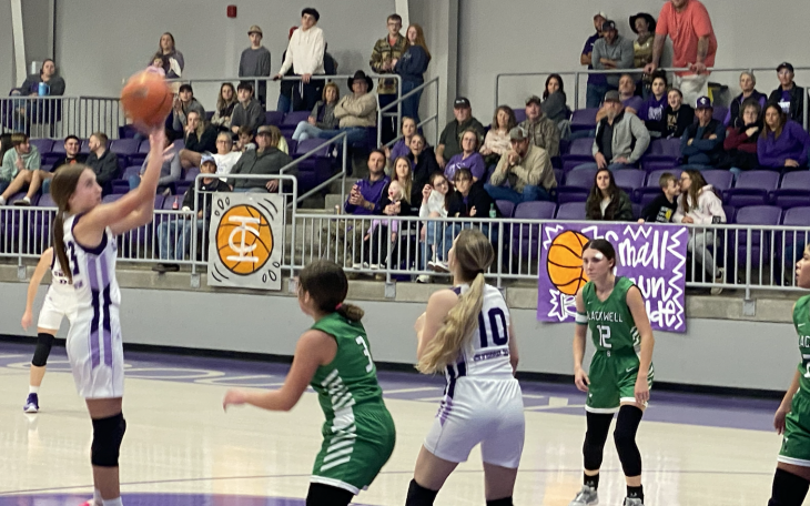 Irion County's Berkley Callaway takes a shot against Blackwell